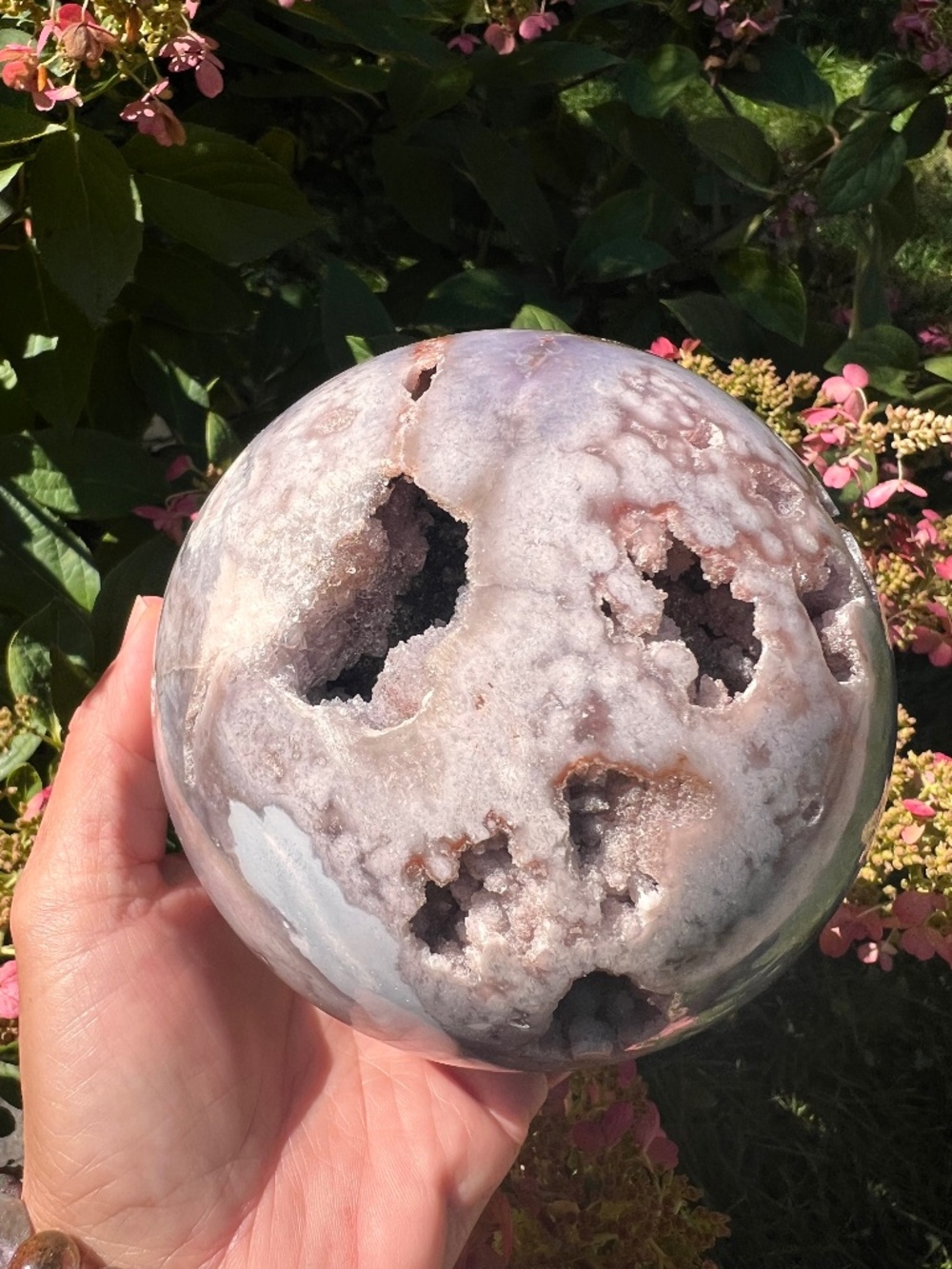 Pink (15) amethyst agate sphere | crystal